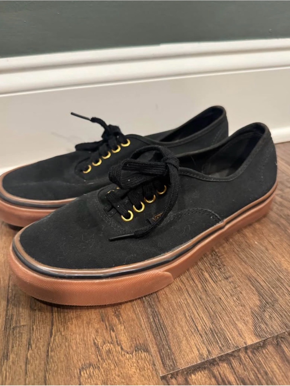 Vans Black Canvas Sneakers with Gum Brown Sole